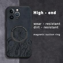 Diseño de pulpo. Funda magnética para teléfono con textura de piel sintética de oveja. Compatible con los modelos 12 al 16 Plus, Pro y Pro. Una opción elegante y de alta calidad, ideal para regalar. - Colores mixtos 2 - Ver 6