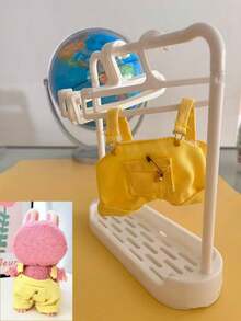 1 قطعة ملابس دمية و 6 قطع شماعات دمية و 1 قطعة حامل عرض، إكسسوارات لدمية مقاس 15/17 سم، سلسلة مفاتيح لملابس ، بذلة عمل، بوت