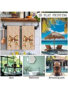 1/2 件厨房毛巾 - 秋季南瓜条纹厨房毛巾 - 现代涤纶手巾，采用鲜艳的秋季设计，非常适合烹饪、茶浴和感恩节礼物，仅可手洗，洗碗巾 15.7x23.6 英寸 - 彩色 - 查看 7