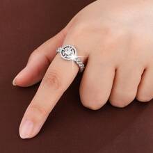 1pc Geometric Circular Steering Wheel Shaped Cubic Zirconia Inlaid Fashion Ring For Women - Multicolor - View 4