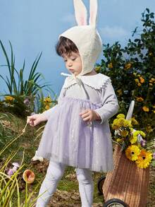 Balabala Young Girl 2025 Autumn New Arrival Chiffon A-Line Dress - Pink Purple - View 5