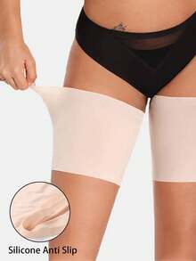 1 para damskich elastycznych, antypoślizgowych rękawów na uda, ochraniaczy na uda, antypoślizgowych rękawów na nogi, chroniących przed otarciami uda, odpowiednich do codziennego noszenia, w domu, na siłownię lub do uprawiania sportu - Wielokolorowe - Zobacz 4