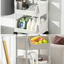 Mobile 4-Tier Spa Storage Cart With Wheels – Non-Electric Rolling Shelving Unit, Ideal For Living Room, Bedroom, Dorm, Salon & Shop, Practical Space Organization - trắng - Xem 5