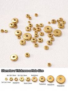 40PCs Stainless Steel Flat Round Spacer Beads Separators Beads For Jewelry Making Metal Golden Color Diy Accessories,Thick Spacer Beads,Rounded Donut Jewelry Making Spacers Bead Caps & Bead Cones Jewelry Making Charms Jewelry Charms