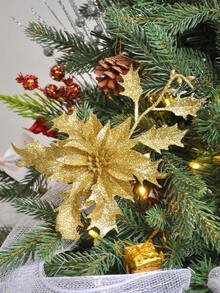 6/12/18/24 Stück Weihnachtsblumen Dekoration, Weihnachtsbaum Kranz Dekoration, funkelnde Blumen Paddel Dekoration, Weihnachten, Neujahr, Hochzeit, Party Dekoration, weiße Heim Dekoration, Weihnachtsdekorationen, Raumdekoration, Winter