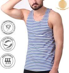 Military  T-Shirt Tank TOP Vest Blue White Sailor's Striped Vesthalloween - 藍色 - 查看 3