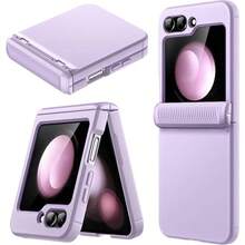 Z Flip 5 2023 With Hinge, Heavy Duty Rugged Protective Hard PC Phone Cover, Anti - Fingerprint Matte Black - Màu tím nhạt - Xem 1