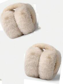 1个多色可折叠耳罩，毛绒保暖耳罩，加厚耳套，冬季适用，女士款，颜色随机