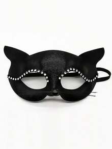 1pc Halloween Cosplay Prop Lace Cat Mask Face Cover, Photo Prop, Gothic Style Lace Mask, Sexy Lingerie Accessory