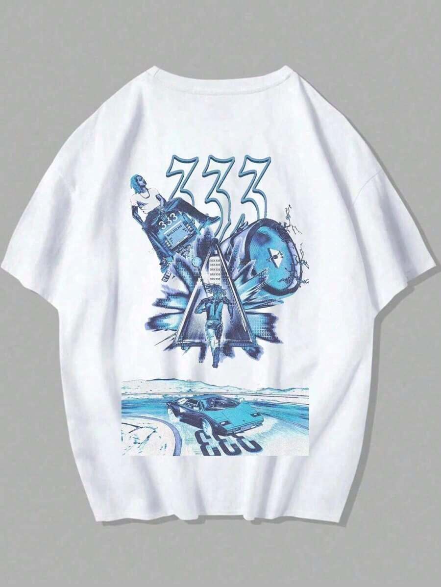 T-Shirt 333 Unisex 100% Cotton Streetwear New Release Shipping Various Colors!! - 白色 - 查看 1