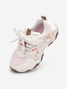 Balabala 2025 Herbst Mädchen Mesh Plateau-Sneaker mit dicker Sohle, atmungsaktive Plateauschuhe - weiß rot - Übersicht 1