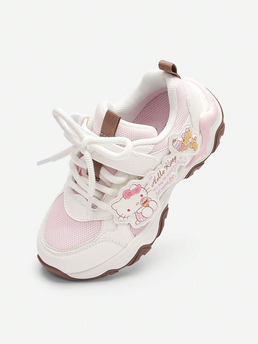 Balabala 2025 Herbst Mädchen Mesh Plateau-Sneaker mit dicker Sohle, atmungsaktive Plateauschuhe - weiß rot - Übersicht 1