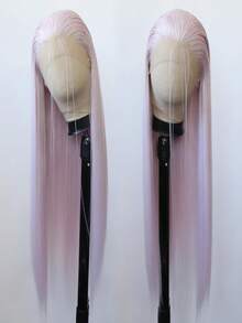 websterwigs Tóc giả màu hồng - Tóc giả dài thẳng, chất liệu tổng hợp, có phần ren phía trước, đường chân tóc tự nhiên đã được tỉa sẵn, phù hợp cho nữ, chịu nhiệt tốt để sử dụng hàng ngày. - Nhiều màu - Xem 2