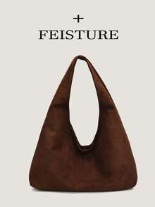 1 件 FEISTURE 绒面革面料大号日常通勤单肩包，时尚宽敞的手提包，带磁扣，适合日常外出、约会、通勤 - 咖啡 - 查看 10