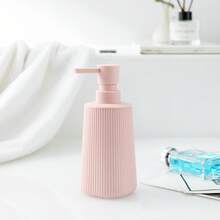 Small Soap Dispenser For Bathroom And Kitchen, Modern Farmhouse Striped Style Plastic Hand Soap Dish Soap Dispenser With Pump Matte Pink - 淡粉 - 查看 3