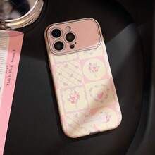 Leather Fashion Patchwork Elements Phone Case GUCADI 1pc Raspberry Plaid & Floral Pattern Patchwork Phone Case Compatible With IPhone 15, 16 Pro Max, 11, 14, 12 Fresh And Clean, Full Coverage, Leather Texture Spring Gift Anniversary Birthday Flower - Multicolor - View 8