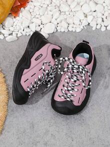 1 par de zapatillas casuales de moda ligeras con puntera de PU antideslizante, adecuadas para el otoño, unisex