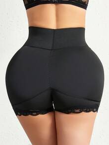 Women's Silk Lace Body Shaping Shorts, Fake Buttocks, Plump Hips, Lift Hips, Sexy High Waist Belly-Retracting Underwear, With Pads, Removable Haijin Pads, Summer Base Strip Underwear, One Piece Of Shaping Underwear Padded Butt Lift Shaping Panties Tummy Control Shapewear With Fake Hip Suitable For Prom Party Wedding Holiday Music Festival Gym Exercise Suitable For Female And Young Women's Girlfriends It Has The Function Of Gathering, Keeping Warm, Breathable, Sweat-Absorbing Elasticity - 黑色 - 查看 2