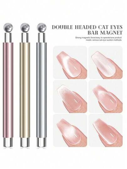 2pcs Circular Steel Ball Magnet Double-Headed Nail Art Cat's Eye Pattern Design Tool, 3D Cat's Eye Nail Effect, Suitable For Ladies, Beauty Salons And Home DIY, No Fragrance. Nail Magnets, Art Brushes, Detailed Nail Pens, Painting Tools, Nail Accessories, Nail Design, Manicure Supplies, Round Magnet Tools, Steel Magnet Tools, High-Precision Nail Tools, Beauty Enthusiasts, Female Manicure, Christmas Gifts,Friend Gifts, Female Gifts,