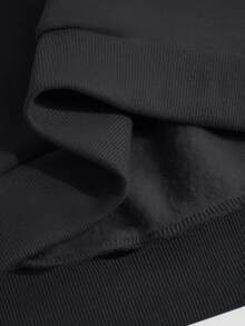 日式樱花图案男士宽松休闲连帽衫，舒适街头时尚 - 黑色 - 查看 8