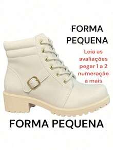 Women's Ankle Boots With Buckle Detail And Modern Tractor Sole. Fall-Winter 2025. WOMEN'S ANKLE BOOT WITH NO HEEL - 米色 - 查看 7