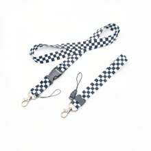 柔软亲肤挂绳，简约黑白、粉白、紫白格子印花，百搭时尚相机/手机挂绳，学校用品，返校季