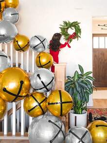 2pcs/4pcs 18-Inch 4D Christmas Bell Foil Balloons, For Christmas Party Decorations, Yard Display, Christmas Decorations, Gatherings, Weddings, Home Birthday Decor, Christmas Theme Hanging Balloons, Christmas Atmosphere Background, Christmas & New Year Home Decor Christmas 2026 - Multicolor - View 5