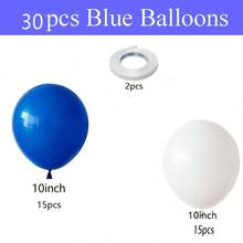 100/50/30pcs Royal Blue & White Latex Balloons, 10 Inch Diameter With Ribbons, Decorations For Birthday, Graduation, Wedding, Bridal, Baby Shower And Celebration Events - Multicolor - View 6