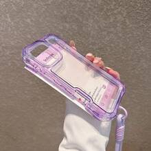 【新たに登場したもの】3-in-1 エアクッション（ドーパミン透明＋リストストラップ）for i Phone 14 15 16 Pro Max対応スマホケースiPhone17/17AIR/17pro/17pro maxTPU全包紛失防止ストラップソフトケース携帯ストラップケース - ベビーブルー - チェックする 3