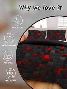 Juego de ropa de cama de 3 piezas con impresión digital de alta definición, incluye: 1 funda nórdica con 4 lazos en las esquinas y cremallera, 2 fundas de almohada, colores vivos, patrón a cuadros 3D resistente, adecuado para dormitorio/dormitorio (niños/niñas)/viaje