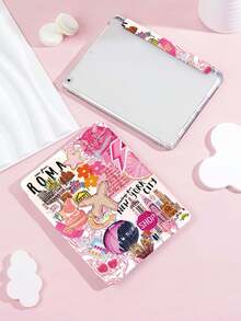 旅行图案 iPad 保护套，兼容 iPad 9.7/10.2/10.5/10.9/12.9/Pro 11（第十代），兼容三星 Galaxy Tab S6 Lite 10.4 英寸，兼容 Kindle Paperwhite 第十二代（2024 年款），Kindle（第十一代）（2022 年发布），柔软防震保护，智能支架/自动唤醒/睡眠功能