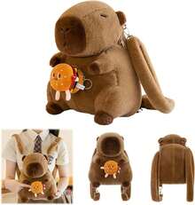1pc Capybara Backpack Cute Fashion Bag, Can Store Cell Phone, Wallet And Keys, Multi- Purpose Storage Bag, Throw Pillow For Sofa, Home Decoration, Holiday Gifts, Halloween, Christmas - 棕色 - 查看 5