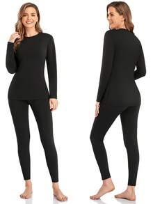 2 Sets Of Women's Thermal Underwear, Autumn Clothes And Autumn Trousers Set, Women's Thermal Underwear, Plus Velvet Heating, Ski Base Shirt, Sweater And Trousers, Autumn And Winter - White - View 2