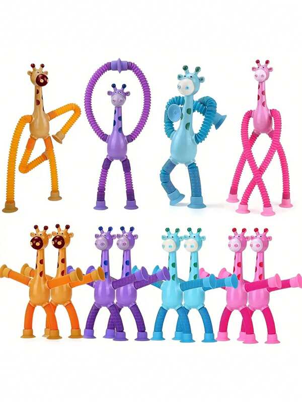 1pc Colorful Stretchy Giraffe Suction Cup Toys - Fun & Educational For Youngsters, Ideal For Car, Bathroom, Bedroom - Durable Plastic, Thanksgiving And New Year Gift For Men And Women