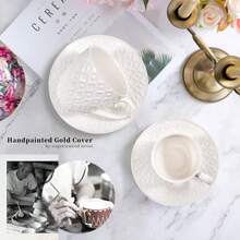 1 zestaw 6-uncjowych białych kubków do cappuccino - duża ceramiczna filiżanka do kawy ze spodkiem - do mikrofalówki i zmywarki, idealna do herbaty, espresso, latte - porcelanowy zestaw do kuchni lub kawiarni, dla baristów, ceramiczna filiżanka do espresso ze spodkiem, 6-uncjowa filiżanka do cappuccino, zabytkowe filiżanki do kawy w stylu kawiarnianym, do espresso i kawy po turecku, kubki do latte w stylu farmhouse, filiżanki do herbaty i spodki, porcelanowy zestaw dla baristów, pomysł na prezent