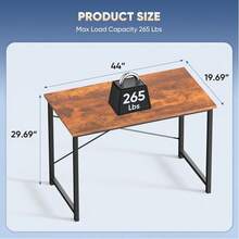 Sweetcrispy 44 In Computer Desk For Home Office, Modern Study Work Table Simple Style For Bedroom, Writing Desks With X-Shaped Reinforcement - 鏽棕色 - 查看 3