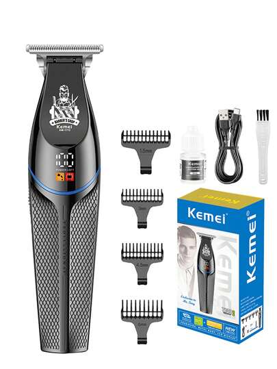 Kemei Tondeuse à cheveux Kemei KM-1772 avec écart zéro de 0 mm, tondeuse à découpe professionnelle pour hommes. Machine de coupe de cheveux électrique rechargeable, tondeuse à barbe pour barbier
