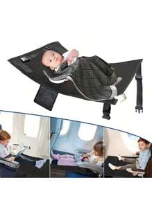 1 Set Almohadilla de extensión para asiento de avión para niños, pedal de pie portátil para viajes, reposapiés/reposapies ajustable para niños, ideal para vuelos largos y viajes familiares - Gris - Ver 2