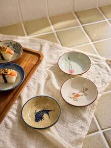 Cirelle Bộ 6 đĩa sứ Nhật Bản cổ điển, đĩa gốm, đĩa đựng gia vị, đĩa đựng nước tương, đồ dùng học tập, quà tặng Giáng sinh - Nhiều màu - Xem 5