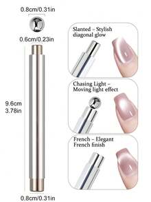 强力磁性钢珠美甲磁棒套装，长铝柄双头磁性美甲笔，磁性猫眼指甲油凝胶美甲工具