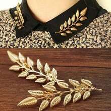 1 Pair Gold Leaf Lapel Pin, Unisex Shirt/Suit Collar Clip, Couple Accessory