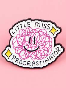 1pc Creative Brain Thought Metal Brooch Pin, Cartoon English Letter Badge Decoration, Perfect Gift Jewelry Costume Accessories Bag Charms Office Accessories