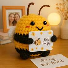 1pc Hand-Woven Positive Energy Bee: An Inspiring Energy Doll. Suitable For Making Key Chains, Bags Or Home Decorations, Made Of Colorful Fabrics And Printed With The Message "Thank You For Bringing Change". Without Batteries, It Is Lovely And Suitable For Holiday Decorations, Parties Or Holiday Gifts. - Multicolor - View 1