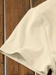 Van Gogh's Work Sunflowers Black Cat Vintage Fashion Sunflowers Basic Casual Printed Shirt - 米色 - 查看 3