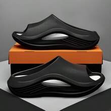 Outdoor Thick Sole EVA Slide Sandals, Non-Slip Summer Slippers - Black - View 3