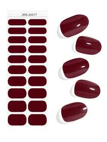 JKNART 20pcs/Set Semi-Cured Rose Red Nail Polish Stickers, Nail Art UV Gel Nail Wraps, Soak-Off Gel Nail Strips, Easy To Apply And Remove (Need UV Light) - Rusty Rose - View 3