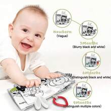 Black & White Cloth Book, Early Education Book With 3D Tail, Baby Won't Bite, Infant Cognitive Toy