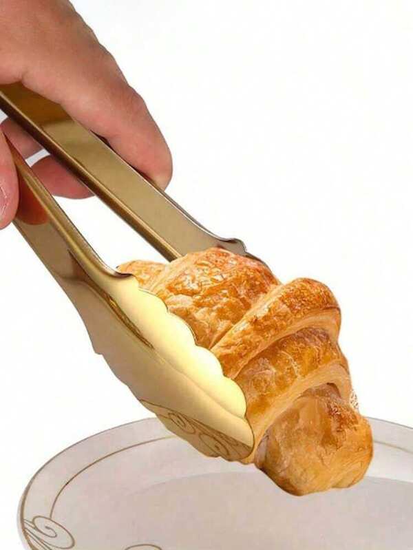 1/2pcs Champagne Golden Stainless Steel Serving Tongs, 9" Easy Grip - Perfect For Buffet & Parties,Kitchen Gadgets, Suitable For Appetizers, Tea Parties, Coffee Bars, Desserts, Gatherings