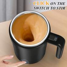 1个380毫升电动自动磁力搅拌咖啡杯，可拆卸底座，150mAh USB充电多功能自动搅拌杯，不锈钢旅行咖啡杯，带数字显示屏的搅拌杯，适用于咖啡、牛奶、巧克力等饮品。