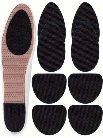 1/4/6/8PVC耐磨降噪鞋底贴片，防滑自粘鞋垫，耐磨静音鞋底贴纸，高跟鞋静音贴，自粘鞋洞修补工具配件，适用于高跟鞋、运动鞋、凉鞋，鞋洞修补贴纸，鞋底保护垫